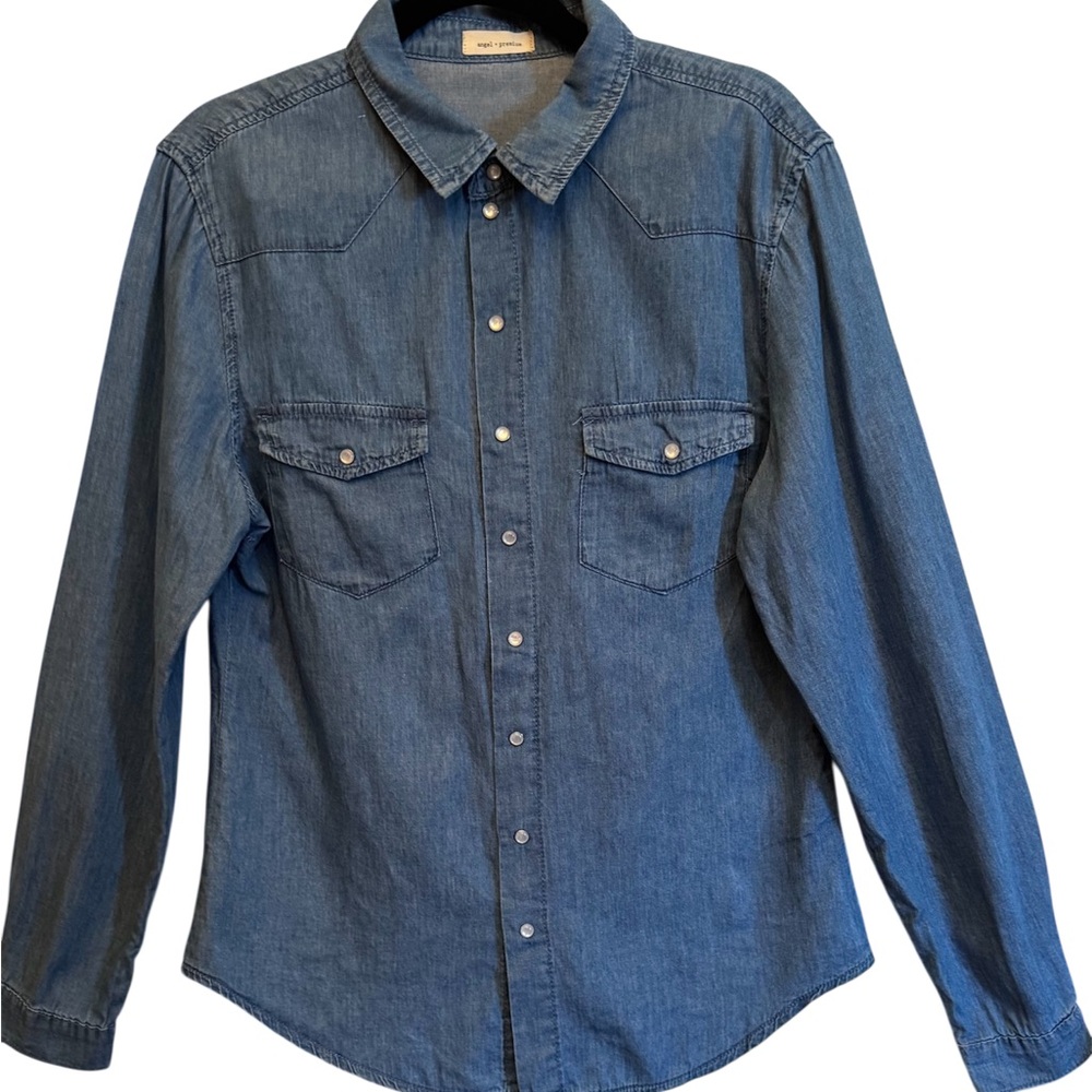 ANGEL + PREMIUM Blue Casual Button Down Shirt with Tailored Fit